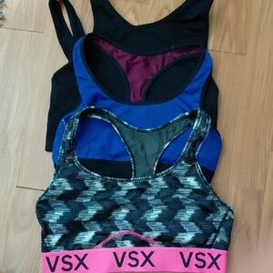 Women's Sports Bra Set - Black, Blue, and Pink